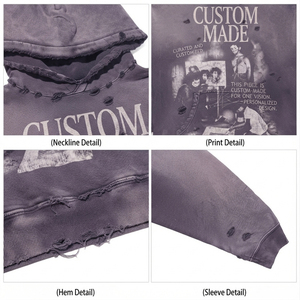 เสื้อฮู้ดดี้ Sunfaded Mud Wash สำหรับผู้ชาย 450gsm ผ้าเฟรนช์เทอร์รี่ ทรงบ็อกซี่ สไตล์สตรีทแวร์ สีม่วงแบบทำสีซีดจาง  เสื้อฮู้ดดี้สั่งทำพิเศษ - Product Image 3