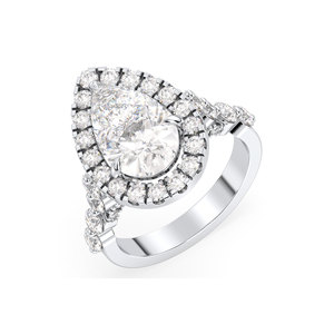 Bague halo en or blanc 14 carats avec diamant de laboratoire HPHT CVD, prix de gros REYES Factory, pour femme, cadeau de fiançailles de luxe, bijoux fins - Product Image 2