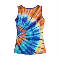 Camiseta sin mangas para mujer con estampado en espiral multicolor, azul, naranja y verde azulado, sublimación, chaleco sin mangas