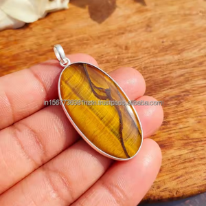 Collier oeil de tigre en argent sterling Collier oeil de tigre Pendentif oeil de tigre Bijoux oeil de tigre Collier homme Collier femme - Product Image 1