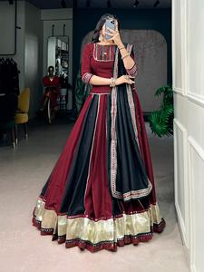 Conjunto de Lehenga Choli y Dupatta de tela Chinon con encaje de diseñador y trabajo de espejo, especial para Navratri, completamente cosido y listo para usar. - Product Image 1