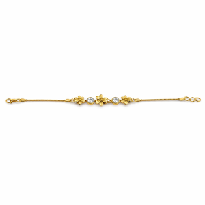 18ct Gold Floral Crystal Link Bracelet for Women Elegant Luxury Chain Jewelry Wedding Party Daily Wear Adjustable Gift - Product Image 5