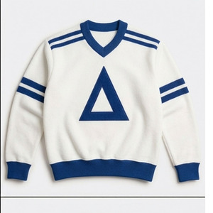 Pull en tricot vert à col en V avec applique triangulaire blanche, coupe classique, pull décontracté pour homme, vêtements d'automne, design rayé - Product Image 3
