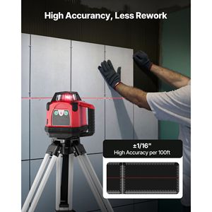 Livella Laser Rotante Autolivellante a 360 Gradi da 2650ft con Treppiede Rinforzato e Telecomando, Laser Rosso - Product Image 5
