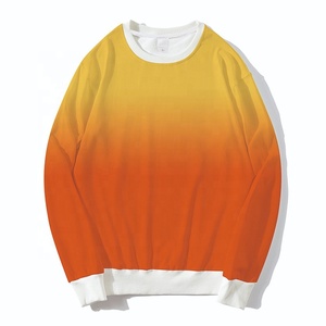 100% coton luxe qualité cravate teint deux tons unisexe personnalisé col rond longue ligne vêtements de sport tricoté léger hommes sweats - Product Image 1