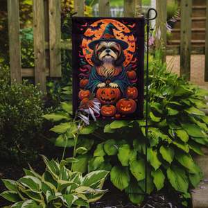 Shih Tzu Witchy Halloween Jardin Drapeau Multicolore Boîte Aux Lettres Décorative Cour Bannière pour Patio Oeuvre pour Lits De Fleurs Différentes Tailles - Product Image 2