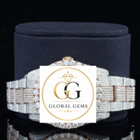 Direkter Fabrikverkauf Modische Luxuriöse Quadratische Legierung Roségold Automatische Voll-VVS-Moissanit-Diamant Chronograph-Uhr Quarz