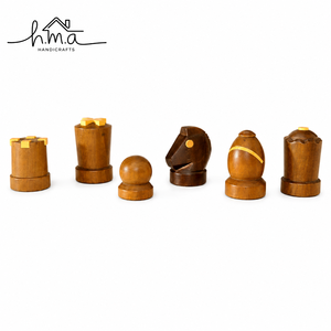 Light And Dark Brown Wooden <b>Chess</b> Set With Geometric Square Pieces Checkered <b>Board</b> Handmade Strategy Game <b>Table</b> Decor Gift - Product Image 2