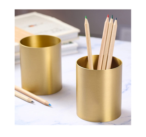 Brass Pencil Stand Top Designer Office Products 2 Pieces Promotional Best <b>Table</b> Pen Stand Modern Design - Product Image 5
