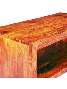 Mesa de centro rectangular moderna de madera maciza con estante abierto, centro de mesa para sala de estar o muebles para el hogar - Product Image 3