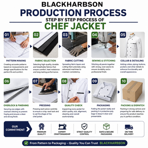 เสื้อเชฟสีดำผ้าทวิล 240 GSM โพลีเอสเตอร์ 65% คอตตอน 35% สกรีนโลโก้ตามสั่ง (พิมพ์ซิลค์สกรีน) แขนสั้น ชุดยูนิฟอร์มร้านอาหาร - Product Image 5