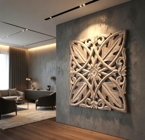 Traditional Square Design MDF Wall Decal for Home <b>Decor</b> Living Room Hanging Accent - Product Image 6