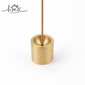 Minimalist Brass Incense Holder Deep Bowl Agarbatti Stand Cylindrical Ash Catcher Burner for Home Decor Meditation and Prayer - Product Image 1