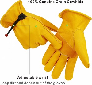 Gants de travail en cuir de vachette grainé fabriqués en usine, avec protection pour le pouce, durables pour le travail, la conduite et le jardinage - Product Image 5