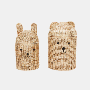 Panier de rangement écologique en jacinthe d'eau pour jouets, motif ours et lapin, idéal pour bébé, vente en gros depuis le Vietnam - Product Image 2