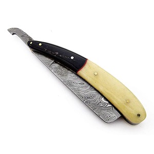 Navaja de Afeitar Recta de Acero de Damasco Forjada a Mano, Estilo Vintage, Mango de Madera, Herramienta de Afeitar de Precisión para Barberos - Product Image 4