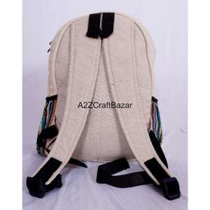 Sac à dos artisanal unisexe de taille moyenne en toile 100% coton, léger, vintage, 20L, avec fermeture éclair, logo artisanal, pour voyage et usage quotidien, forme arquée - Product Image 6