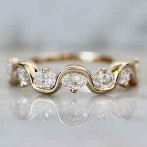 Anillo de oro macizo de 14 quilates con corte ovalado, moissanita original, banda de eternidad, anillo de compromiso con diamantes, regalos de aniversario para mujer - Product Image 6