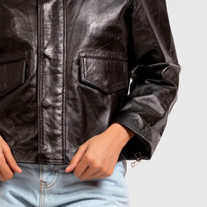 Women's Quilted Breathable Eco-Friendly Leather <b>Jacket</b> With Solid Collar Windproof for Autumn Winter <b>Biker</b> <b>Jackets</b> - Product Image 6