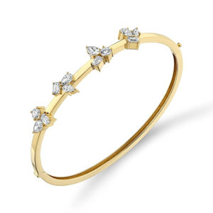 Brazalete Clásico de Oro de 10K con Diamantes, Brazalete Geométrico con Corte de Pera para Mujer, Brazalete de Boda - Product Image 2