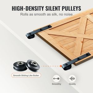 Kit Ferramenta per Porta Scorrevole a Binario Rinforzato da 2,4 m (8FT) per Porte Doppie, Capacità 150 kg (330 LBS), Adatto per Porte Larghe 1,15 m (3.7FT) e 1,3 m (4.3FT), con Binario da 3 cm (1.3\") e 2,5 cm (1.3\") - Product Image 5