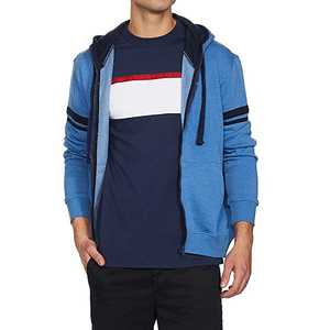 เสื้อฮู้ดซิปผู้ชายสีน้ำเงิน ทรงปกติ สวมใส่สบาย ผ้าถักเนื้อฝ้าย สีพื้น เหมาะสำหรับใส่ในฤดูใบไม้ร่วง - Product Image 3