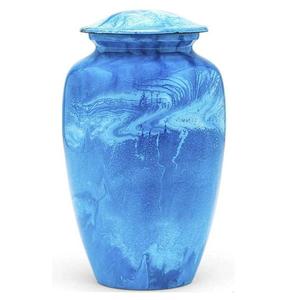 Nouvelle Urne Funéraire Classique Bleue et Blanche en Métal pour Adultes, 200 Pouces Cubiques, Écologique, Designs Personnalisables - Product Image 6
