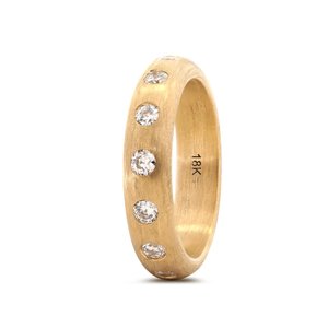 Wholesale 2.3mm Old European Cut Lab Grown Diamond 18K Solid Yellow <b>Gold</b> <b>Ring</b> Luxury Matte Brushed Flush <b>Set</b> Full Eternity Band - Product Image 5