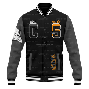High Quality <b>Men</b> & Kids Custom Logo Windproof Polyester/Cotton <b>Baseball</b> Varsity <b>Jacket</b> College Style Sports Team Letterman - Product Image 2