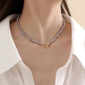 Collar de Perlas Barrocas de Agua Dulce Naturales, Diseño Simple y Moderno para la Clavícula, Fresco, Dulce y Elegante - Product Image 1