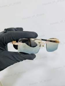 Gafas de sol sin montura con incrustaciones de diamantes, montura plateada con diamantes de moissanita VVS de corte pera, estilo hip hop de lujo para unisex. - Product Image 3