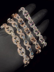 Premium handcrafted moissanite chain bracelets in <b>rose</b> <b>gold</b> and white <b>gold</b> finish designed for bridal fashion and luxury styling - Product Image 3