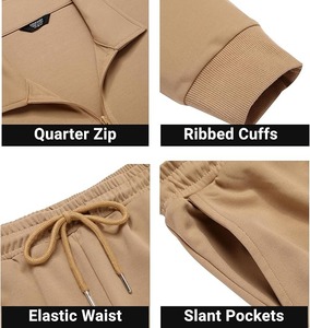 Ensemble de survêtements et pantalons décontractés en coton réfléchissant de haute qualité pour hommes et garçons, avec veste à capuche zippée pour l'automne - Product Image 4
