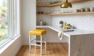 Ensemble de 2 tabourets de bar et de comptoir en cuir PU, ensemble de tabourets capitonnés en cuir PU, ensemble de tabourets rembourrés en PU avec structure en bois massif, hauteur bar et comptoir - Product Image 4