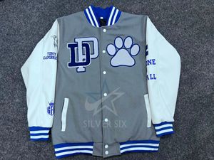 Personalized Chenille Varsity <b>Jacket</b> Front Patch Still Standing 1993 Design <b>Men's</b> Gray/White/Blue Custom Sublimation Printing - Product Image 2