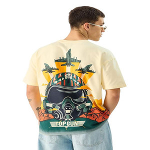 เสื้อยืดแขนสั้นสีเหลืองทรงปกติสำหรับผู้ชาย พิมพ์ลายโลโก้ด้านหลัง สไตล์ลำลอง ผ้าฝ้ายเจอร์ซีย์ 100% พิมพ์ลายดิจิทัล แห้งเร็ว - Product Image 3