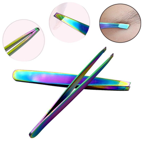 1pc Silver Eyebrow Tweezer Flat Tip Eyelash Extension Tweezers Stainless Steel Brow Hair Remove Trimming Clips Makeup Tools - Product Image 5