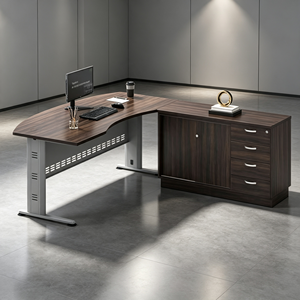 โต๊ะทำงานผู้บริหารทรงทันสมัยขนาด 6 ฟุต รุ่น Sleek ผลิตจากเมลามีนเคลือบเงา แบบตั้งพื้น สำหรับสำนักงาน ยี่ห้อ AY Office System Professional - Product Image 1
