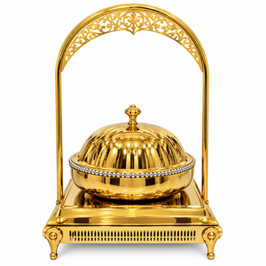 Juego de cubiertos de acero inoxidable Royal para calentador de alimentos (chafing dish) con tapa de vidrio, patas elegantes, acabado espejo, duradero, para fiestas, sostenible, 6 litros - Product Image 2