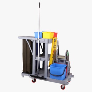 Chariot de nettoyage professionnel KC Green à 3 étagères et 4 roues, robuste, capacité de 300 lb, pour usage intérieur - Product Image 1