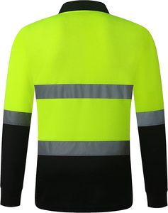 Chemises polo de sécurité réfléchissantes d'été, vêtements de travail de nuit, travaux routiers, chemises polo de sécurité haute visibilité noires - Product Image 2