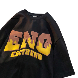 เสื้อยืดพิมพ์ลายพัฟฟ์สุดเทรนดี้สำหรับผู้ชาย เสื้อยืดโอเวอร์ไซส์ผ้าฝ้ายลายกราฟิก เสื้อผ้าแฟชั่นสตรีทลำลอง ผู้จำหน่าย - Product Image 2
