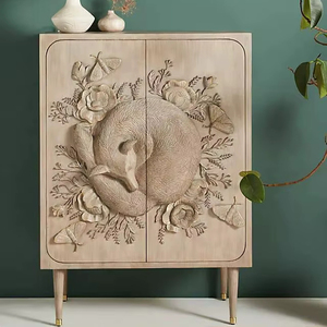 Elegante Mueble de Almacenamiento de Madera Tallado a Mano, Mueble Consola Decorativo, Aparador Moderno de Madera para Sala de Estar - Product Image 1