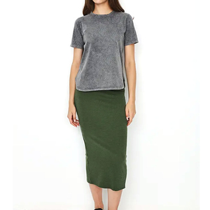 Camiseta de Lona Lavada al Ácido de Alta Calidad para Mujer, Informal, de Verano, Suave, Transpirable, Agradable al Tacto, Teñido Liso, Secado Rápido, 100% Algodón - Product Image 1