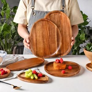 Wooden Breakfast Serving <b>Platter</b> Natural Wood Kitchen Tableware - Product Image 4