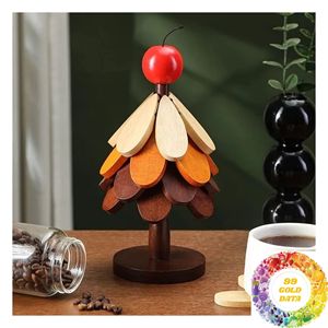 Soporte de Madera Creativo para Macetas con Diseño de Pétalos en Capas, para Protección Contra el Calor en la Mesa de Comedor y Servicio en el Hogar - Product Image 2