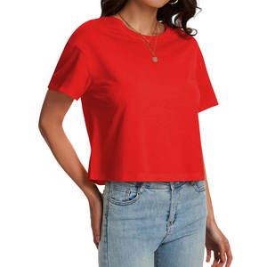 Custom Crop <b>Tops</b> Women Dark <b>Red</b> Color Ethnic Fusion Urban Youth Fashionwear Lightweight Breathable Bulk Crop T Shirt - Product Image 4
