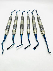 Kit de 6 Curettes Dentaires Manuelles en Acier Inoxydable Revêtu de Titane, Double Embout, Précision par Grip, pour Composite et Chirurgie - Product Image 6