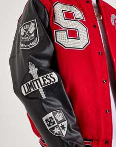 2026 Custom Printed Men's Wool <b>Varsity</b> <b>Jackets</b> Long Sleeve Baseball <b>Jacket</b> with <b>Plain</b> Blank Lettermen <b>Jacket</b> For Men - Product Image 2