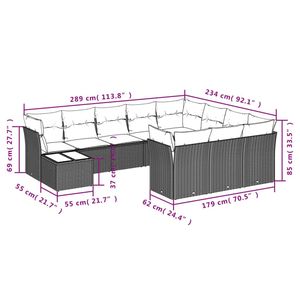 Juego de sofás de patio de ratán sintético marrón de 11 piezas con cojines para conjuntos de jardín - Product Image 3